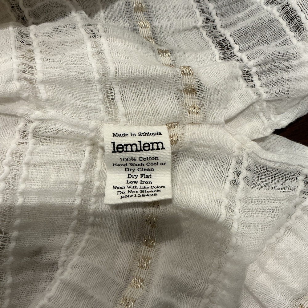 Lemlem by Liya Kebede White Cotton Handwoven Kaftan Dress One Size. AA46 - Picture 7 of 9